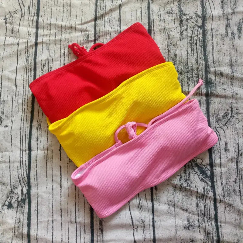 2019 Solid Bikini Brazillian Swimsuit Women Bikini Set Sexy Off Shoulder Swimwear Female Swimming Biquini Maillot De