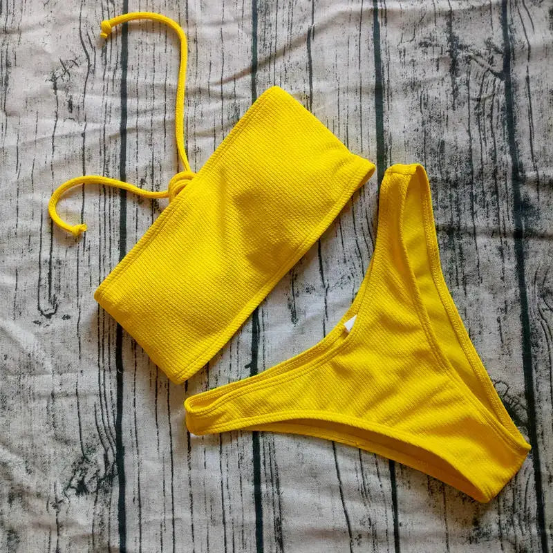 2019 Solid Bikini Brazillian Swimsuit Women Bikini Set Sexy Off Shoulder Swimwear Female Swimming Biquini Maillot De