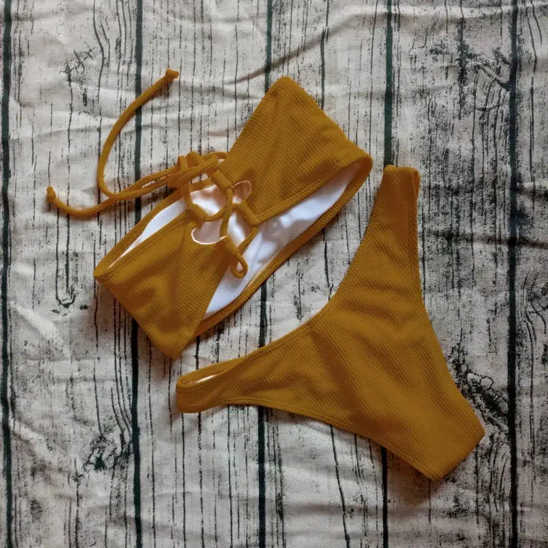 2019 Solid Bikini Brazillian Swimsuit Women Bikini Set Sexy Off Shoulder Swimwear Female Swimming Biquini Maillot De