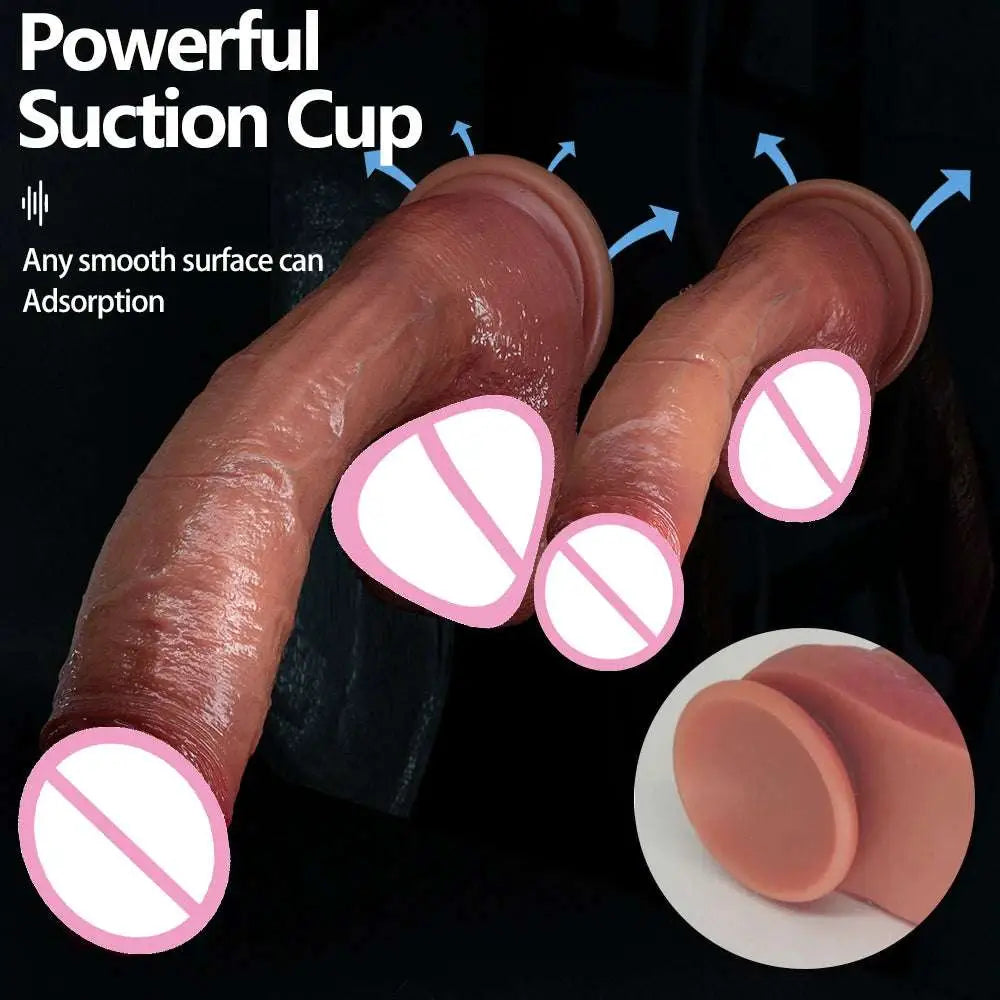 Huge Realistic Soft Dildo Masturbator Double-layer Silicone Sex Toy Suction Cup Adults