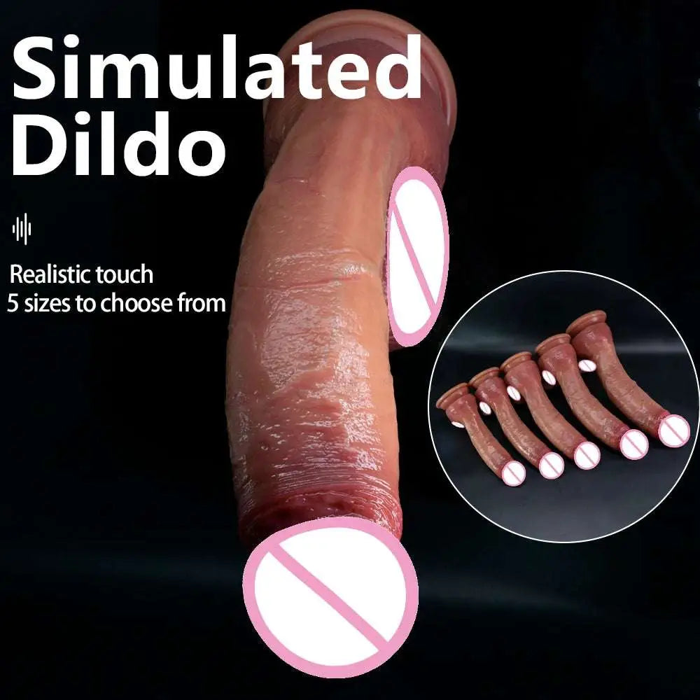 Huge Realistic Soft Dildo Masturbator Double-layer Silicone Sex Toy Suction Cup Adults