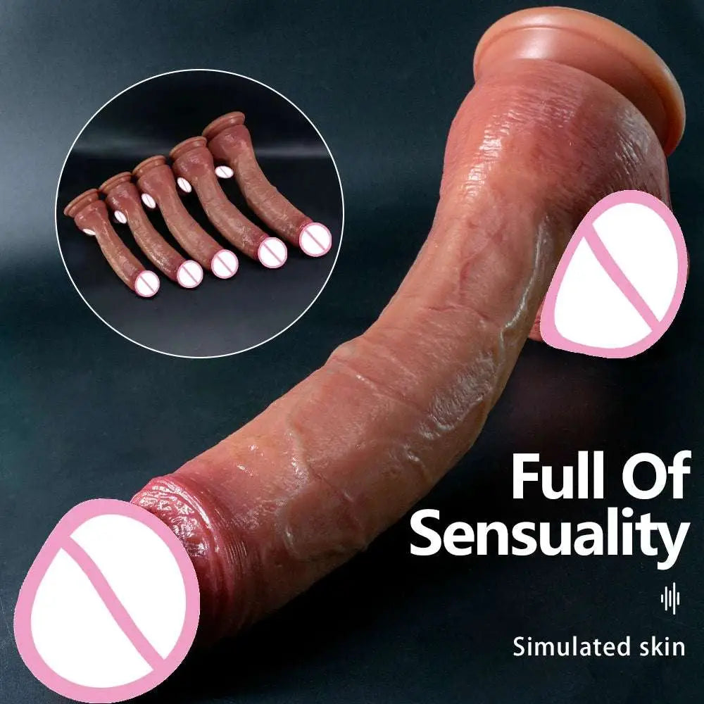 Huge Realistic Soft Dildo Masturbator Double-layer Silicone Sex Toy Suction Cup Adults