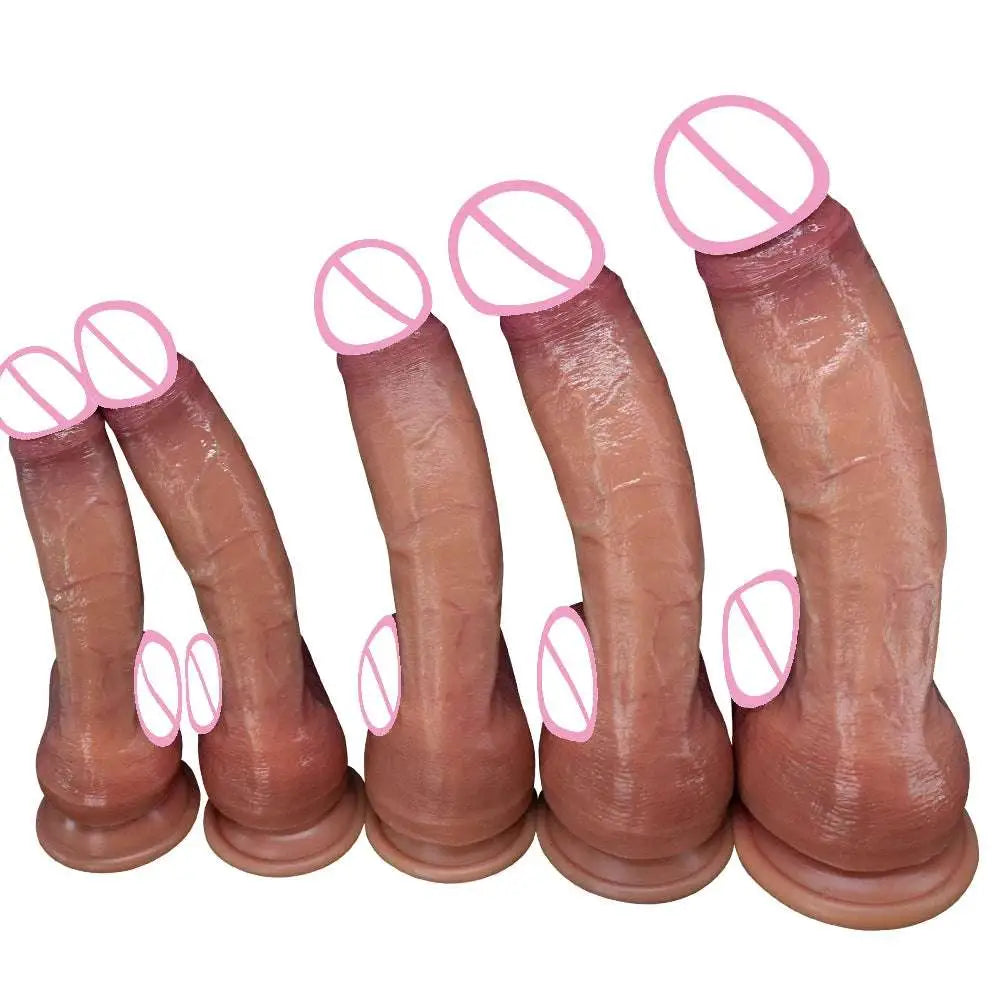 Huge Realistic Soft Dildo Masturbator Double-layer Silicone Sex Toy Suction Cup Adults