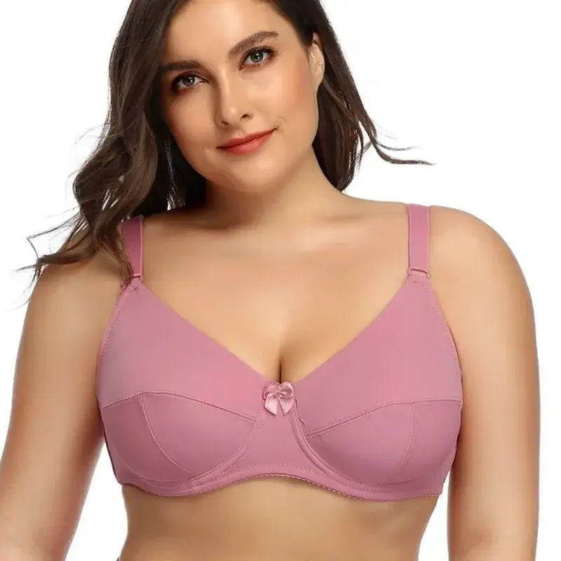 Simple Fashion Underwire Bras for Women Plus Size Lingerie Unlined Thin Underwear Big Size Bra Cup C D E F - Pink / 95D