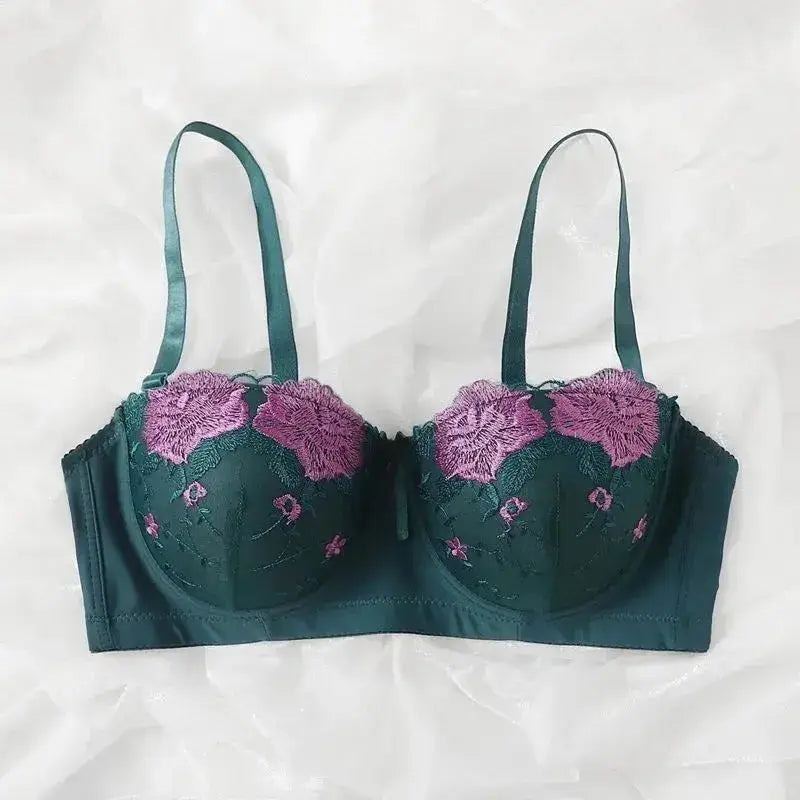 Beauwear Free Return Whole Sale Appliques Demi Bra for Woman Contrast Color Underwear Big Size 85C-110C Half Cup