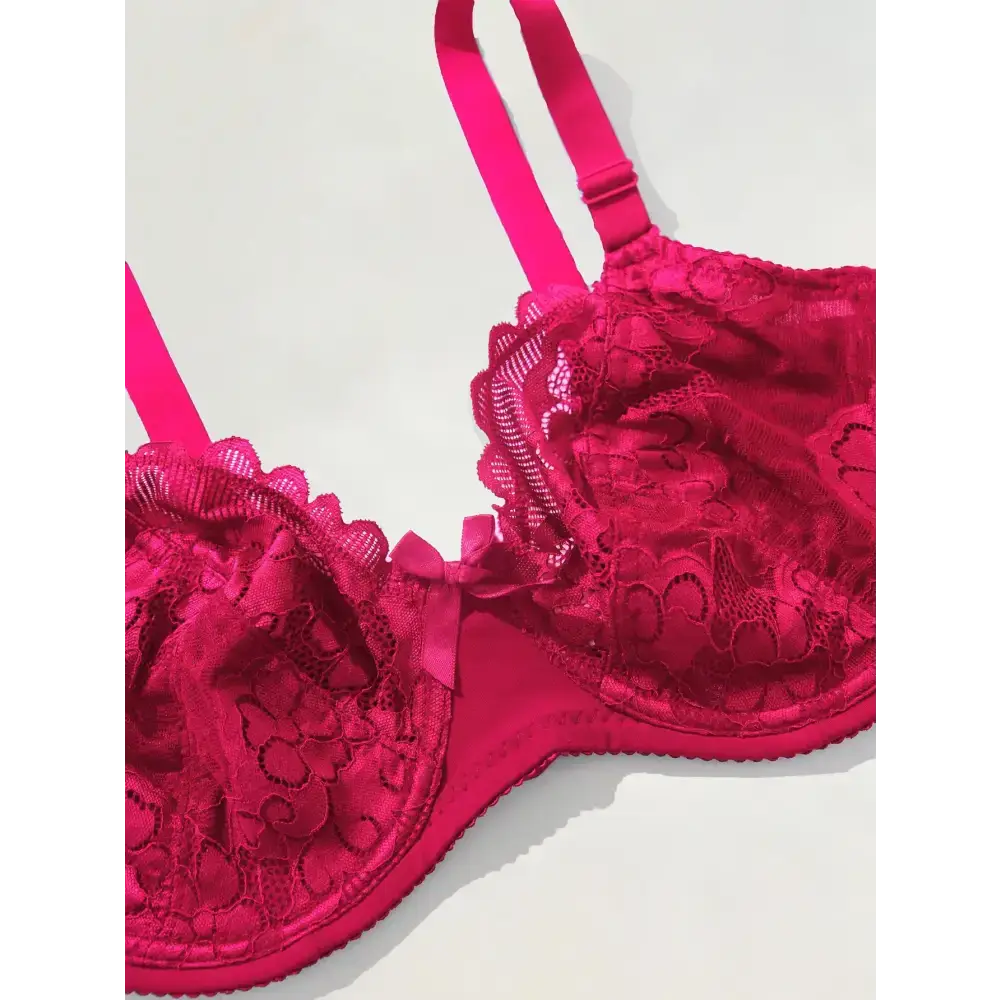 BEAUWEAR Plain Floral Lace Bras for Women Plus Size Lingerie Thin Unlined Bra with WIre 80E 85E 90E 95E 100E 105E