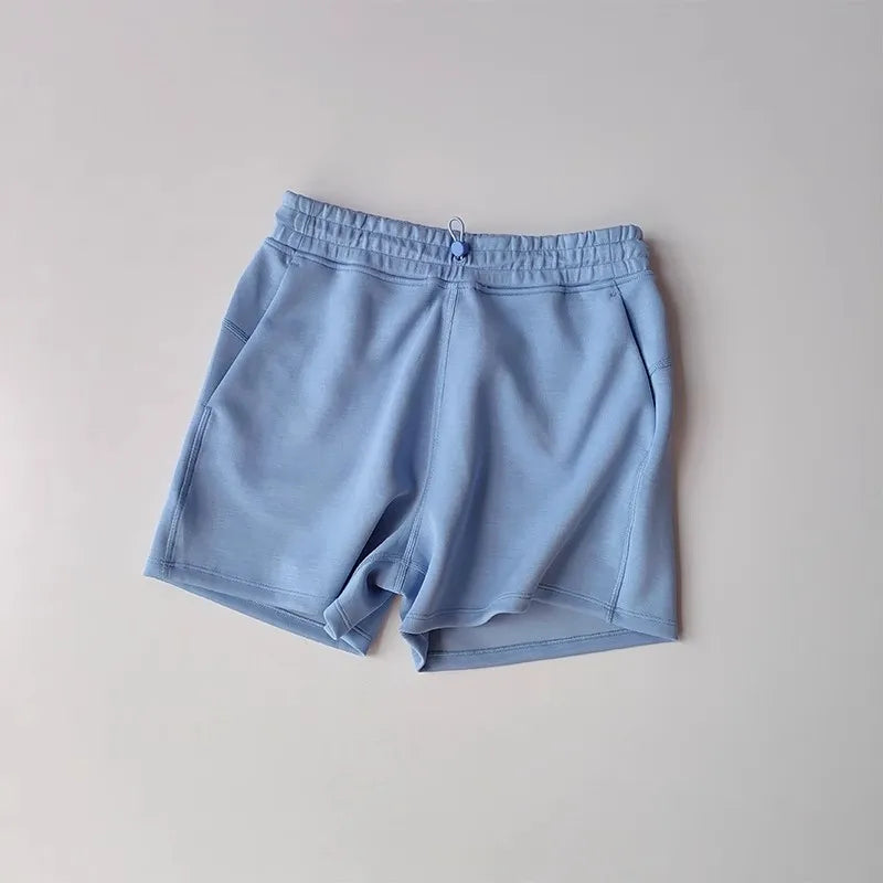 Light blue Casual Sports Shorts for Women with an elastic waistband for comfort