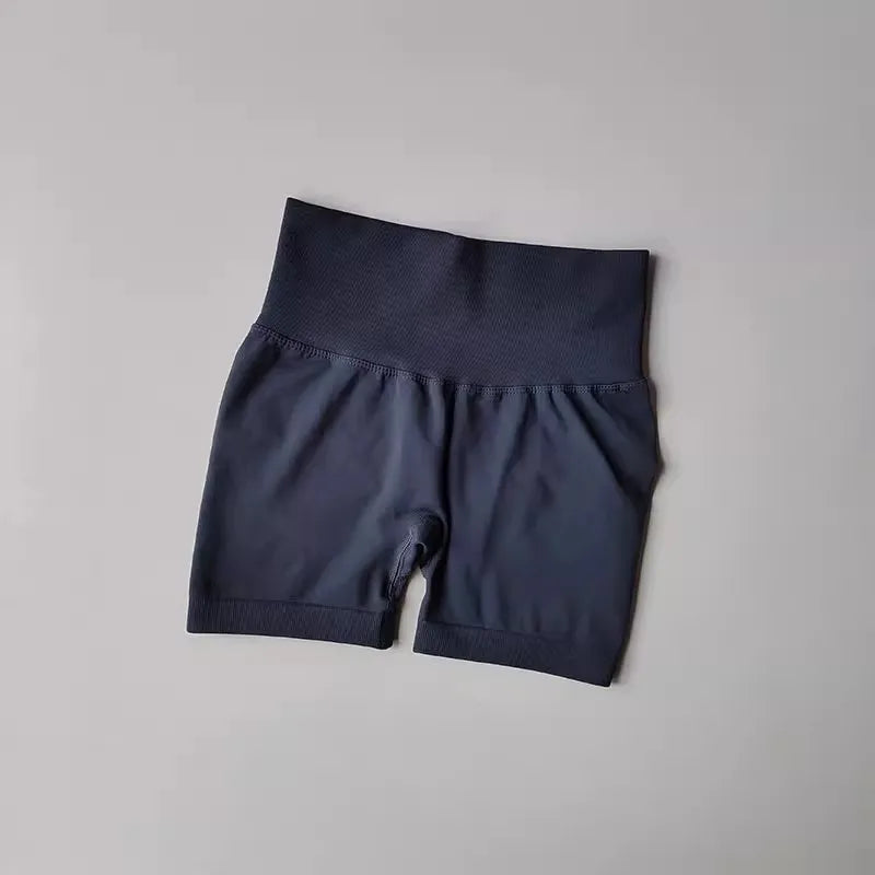 High-waist yoga shorts women in dark color for comfortable workouts and active lifestyle