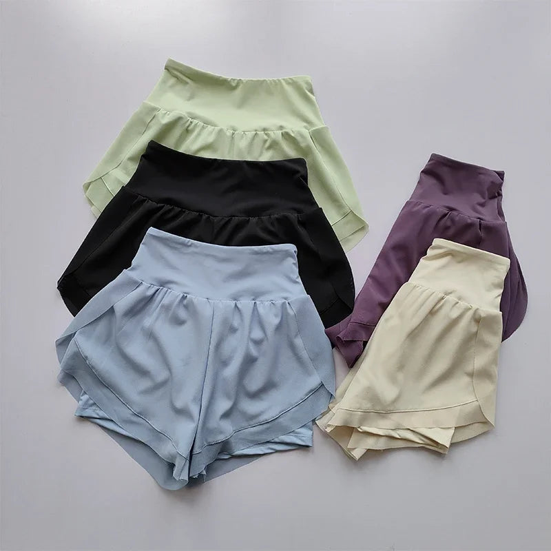 High-waisted sports shorts women in six colors for comfortable athletic wear