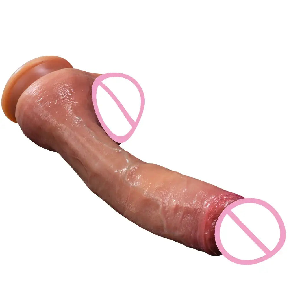 Huge Realistic Soft Dildo Masturbator Double-layer Silicone Sex Toy Suction Cup Adults - Realistic Dildo