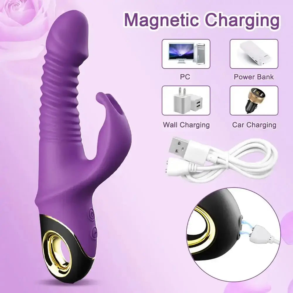 Rabbit Thrusting Vibrator Automatic Telescopic G-Spot Clitoris Stimulator Female Masturbation Sex Toys For Women Adults