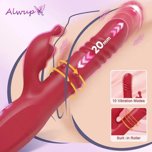 Rabbit Vibrator For Women Powerful G Spot Telescopic Rotating Clitoris Vagina Stimulator Female Masturbator For Adult