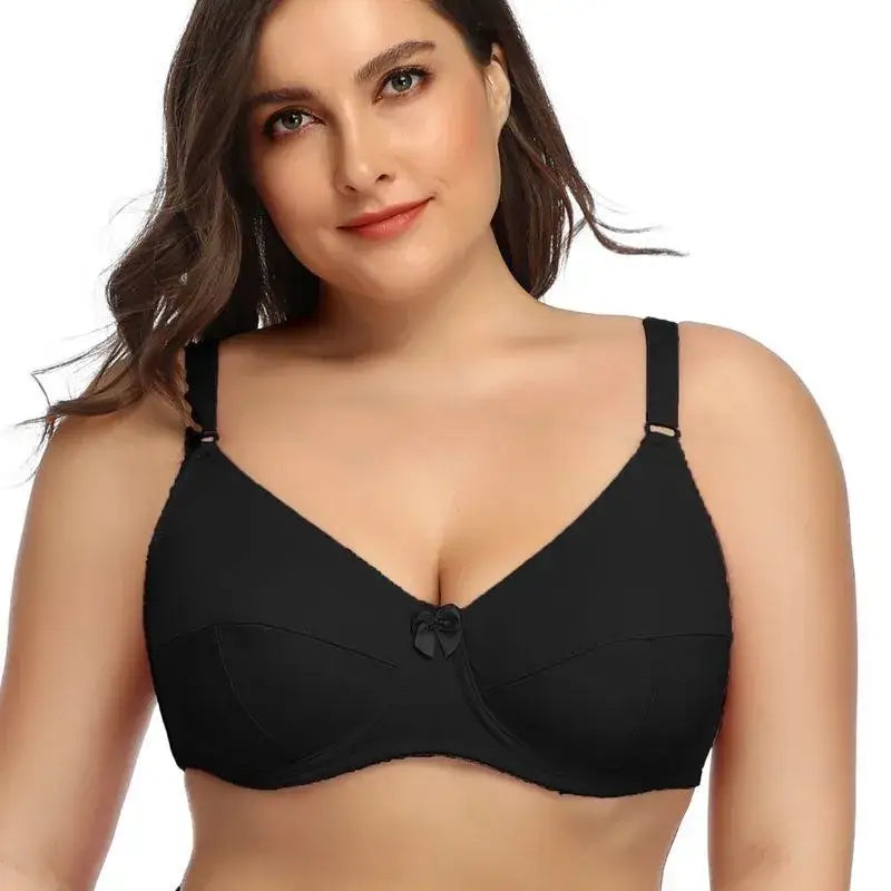 Simple Fashion Underwire Bras for Women Plus Size Lingerie Unlined Thin Underwear Big Size Bra Cup C D E F - black