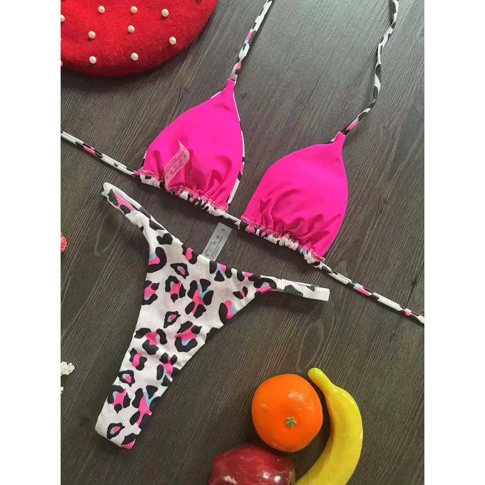 Swimwear Women Cute Cherry Print Brazilian Thong Bikini Set Sexy Thong Swimsuit Two Pieces Bathing Suit Women 2023
