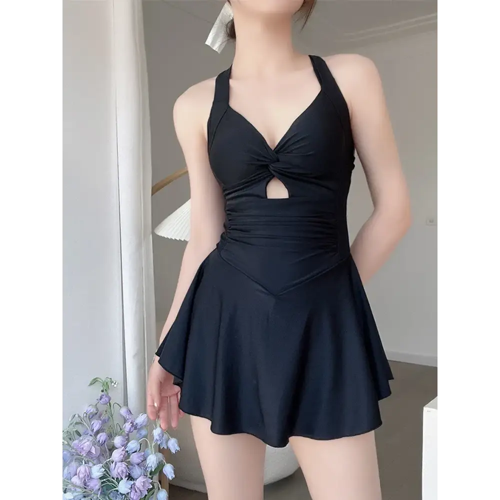 Women Hanging Neck Sweet Cute Swimwear Sexy One-piec Beach Wear Swim Suit Beach Dress Swimsuit High Waist Bathing Suit